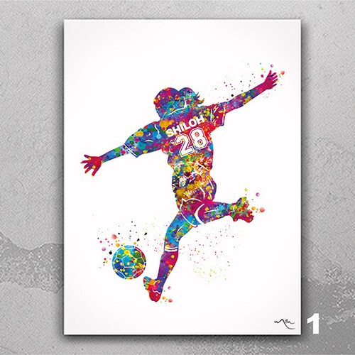 football footballer Print  Watercolor a4  wall art picture gift 2 unframed 