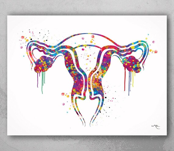 Uterus Watercolor Print | Colorful Anatomy Art-1034