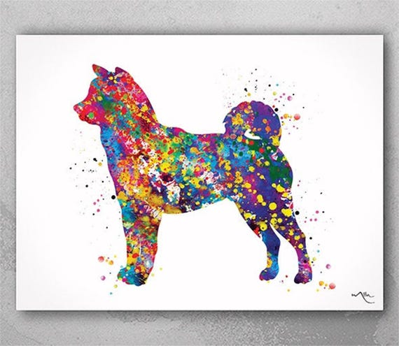 Shiba Inu Watercolor Print, Colorful Dog Art-87