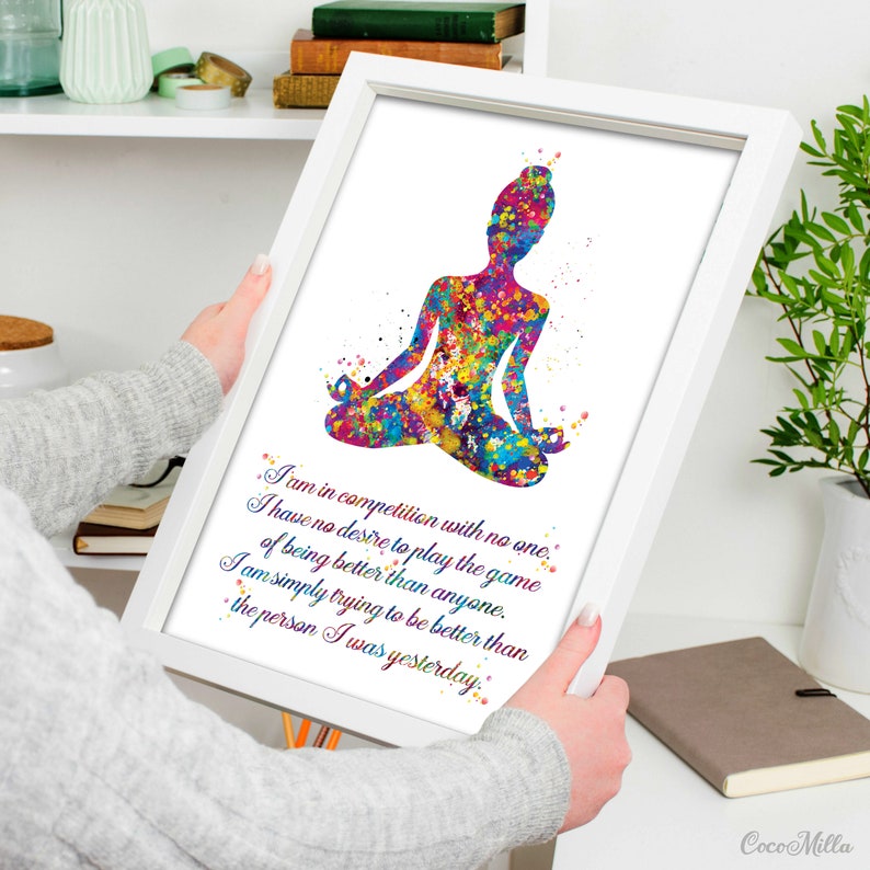 Yoga Art Motivational Quote Watercolor Print Yogi Poster Yoga Etsy