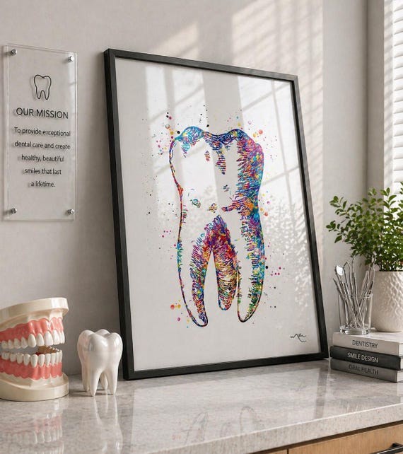 Watercolor Tooth Print, Dental Anatomy Art, Dentist Gift-305
