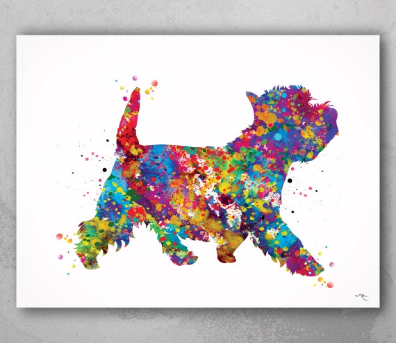 Colorful Westie Dog Watercolor Print-1601