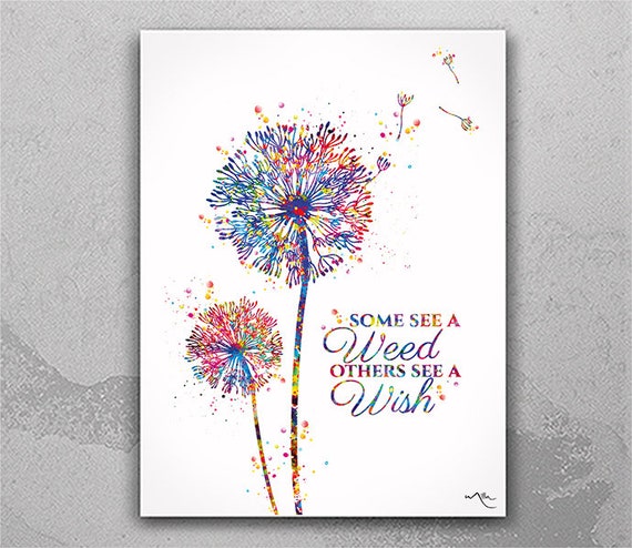 Dandelion Flowers Watercolor Print Nature Love Some see a wish Quote Housewarming Gift Wall Art Wall Decor Inspirational Wall Hanging-1697 Dandelion Flowers Watercolor Print Nature Love Some see a wish Quote Housewarming Gift Wall Art Wall Decor Inspirational Wall Hanging-1697