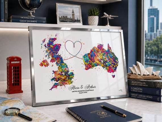Personalized Watercolor Map Print: Long Distance Moving Gift-2634