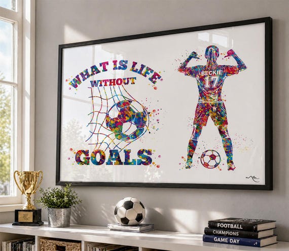 Personalized Soccer Player Watercolor Print, Female Football Gift-2694