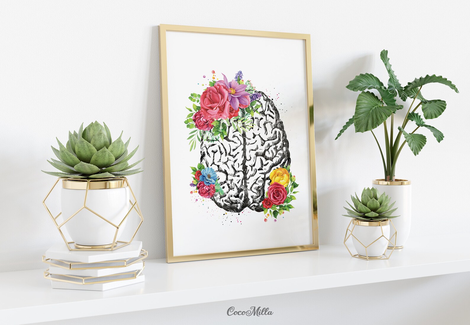 Brain Anatomy Flowers Cerebrum Floral Watercolor Print Medical | Etsy