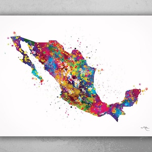 Mexico Map Watercolor Print Map Travel Gift Wall Art Wedding Gift Poster House Wall Decor Art Home Decor Housewarming Gift Wall Hanging-1730