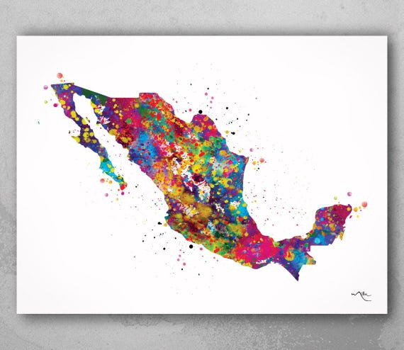 Mexico Map Art Print: Colorful Watercolor Travel Poster-1730