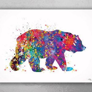 Bear Watercolor Print Wild Life Animals Print For Kids Nursery Art Wall Art Wall Decor Man Cave Decor Cottage Home Decor Wall Hanging-255