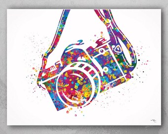 Camera Watercolor Print Photographer Wall Art GiftWall Decor Art Home Decor Wall Hanging Retro Camera Art Poster Photography Art Decor -132