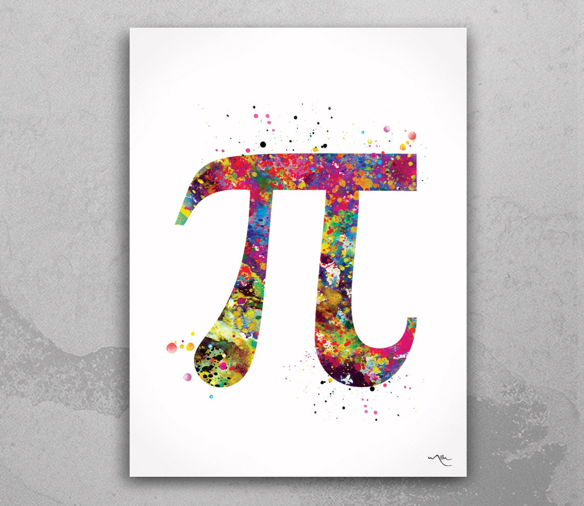Pi Symbol Art Watercolor Print Math Teacher Gift Math Art Etsy France