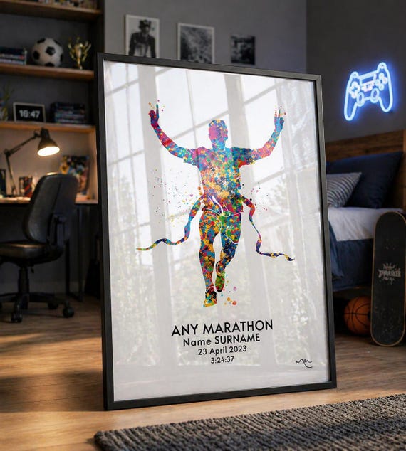 Personalized Marathon Runner Watercolor Print, London Gift-2597