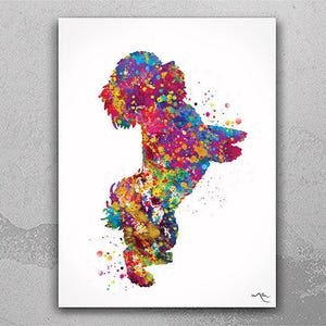 Bichon Frise Watercolor Dog Art Print, Colorful Pet Portrait-382