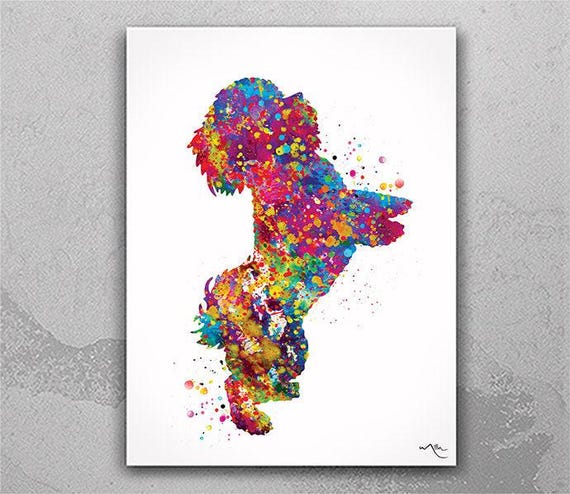 Bichon Frise Watercolor Dog Art Print, Colorful Pet Portrait-382