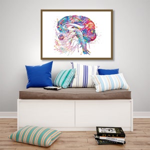 Brain Cranial Nerves Watercolor Print Medical Art Cabinet Neurologist ...