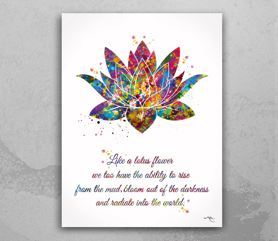 Discover Lotus Quote Watercolor Print Nice Quote Gift Poster Yoga Poster