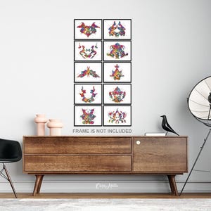 Rorschach Inkblot Test Card Set of 10 Watercolor Print Psychology Psychiatry Wall Art Psychotherapist Psychologist Office Medical Art-2180