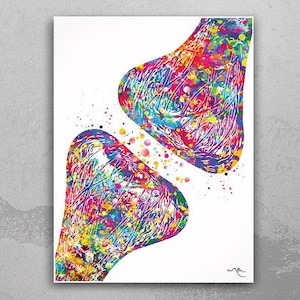Synapse Receptor Watercolor Print  Science Poster Neurology Art Nerve Cell Medical Art Brain Wall Art Graduation Gift Clinic Decor Gift-1026