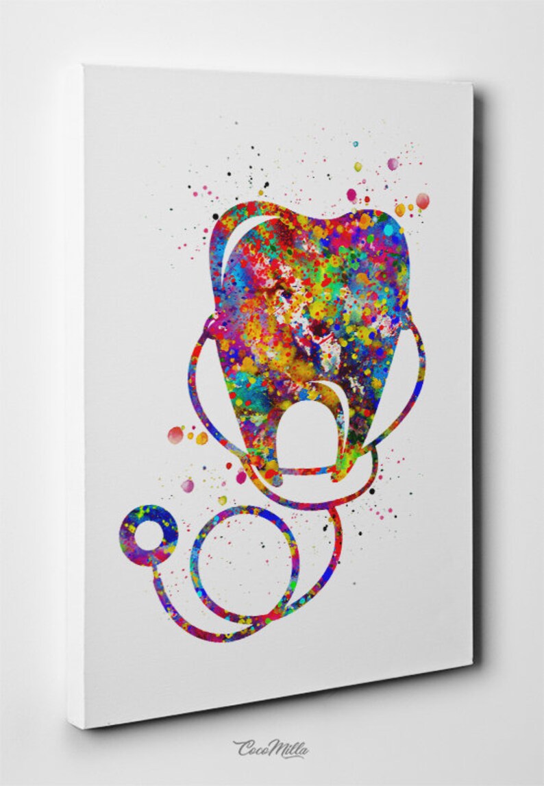 Dental Art Set Watercolor Print Pediatric Dentist Gift Dental Etsy