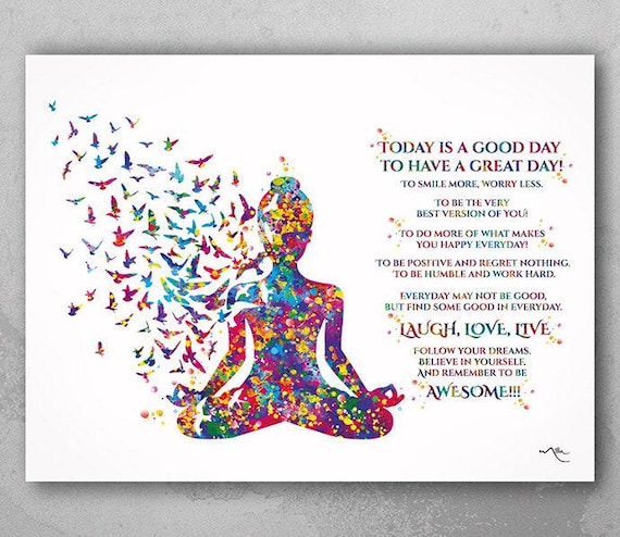 Yoga Print: Motivational Quote, Watercolor Yogi Poster-725