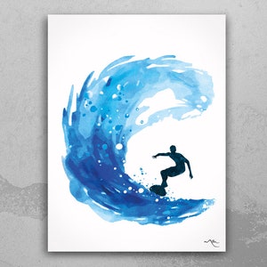 Surf Watercolor Print Painting Surfer Boy Painting Art Wall Art Giclee Wall Decor Summer Ocean Home Decor Nursery Wall Hanging-680