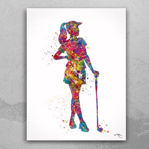 Female Golfer Watercolor Print Golf Player Female Woman Mom Girls Golf Playing Decor Wall Art Sports Golf Art Girls Room Wall Hanging-1759