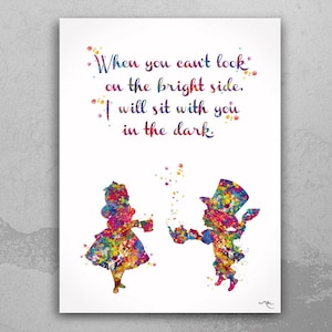 Alice in Wonderland Watercolor Print: "In The Dark" Quote-1090