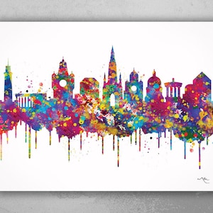 Edinburgh Skyline England United Kingdom Watercolor Print Wall Art Wedding Gift Poster Wall Decor Home Decor Housewarming Wall Hanging-1810