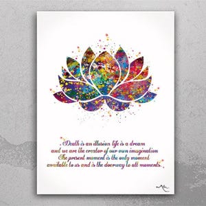 Lotus Quote Watercolor Print Nice Quote Gift for Friends Wall Art Poster Yoga Studio Decor Inspirational Wall Art Motivational Quote Art-738