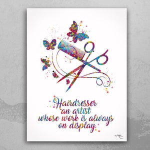 Hairdresser Watercolor Print, Salon Decor, Hairstylist Gift-1776