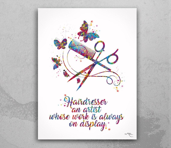 Hairdresser Watercolor Print, Salon Decor, Hairstylist Gift-1776