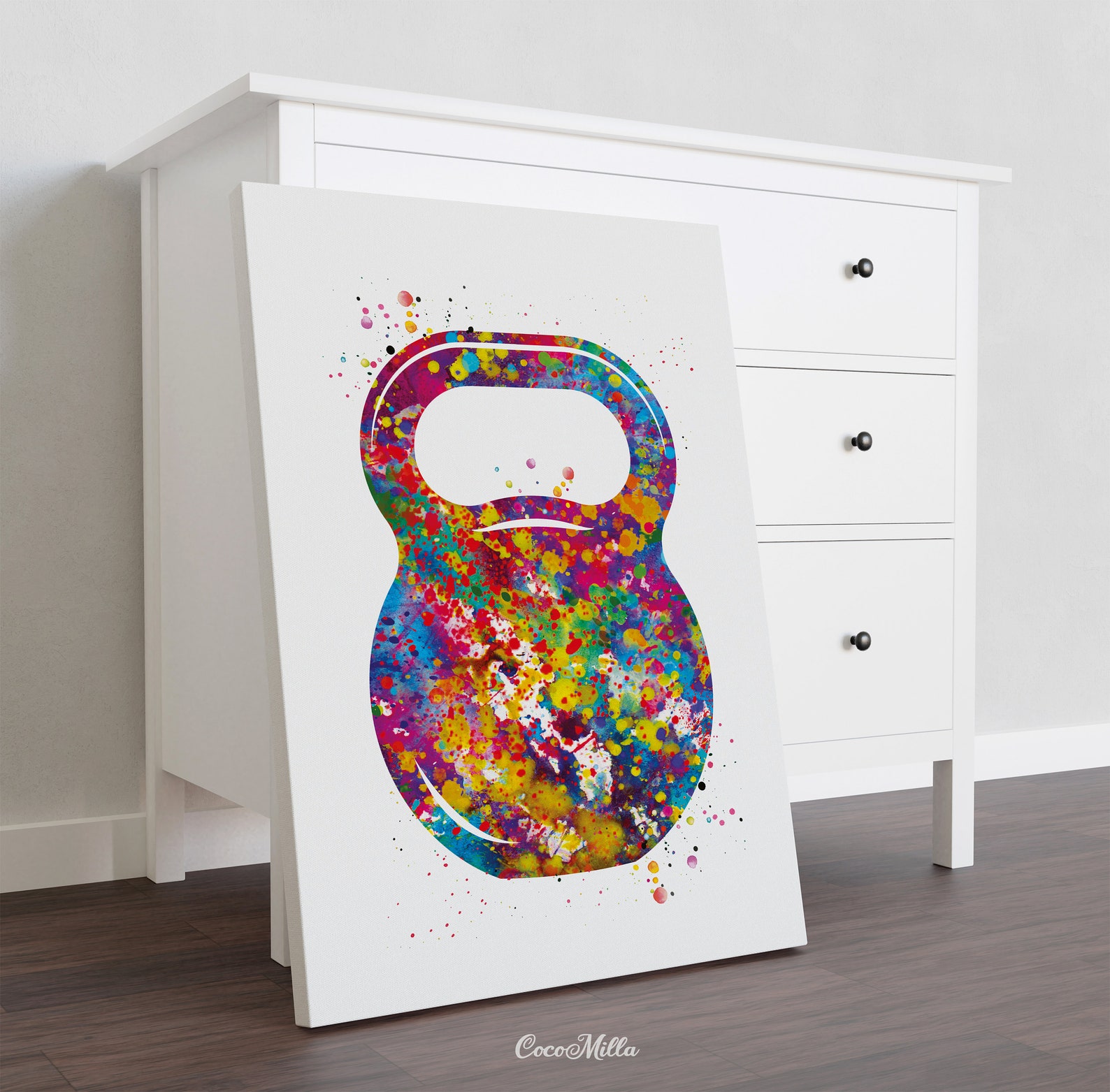 Kettlebell Art Watercolor Print Female Weightlifter Gift Wall Etsy