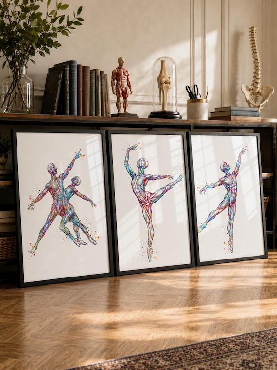 Anatomy of  Dancer, Watercolor Print, Kinesiology Art, Sports Medicine Clinic Decor-3062