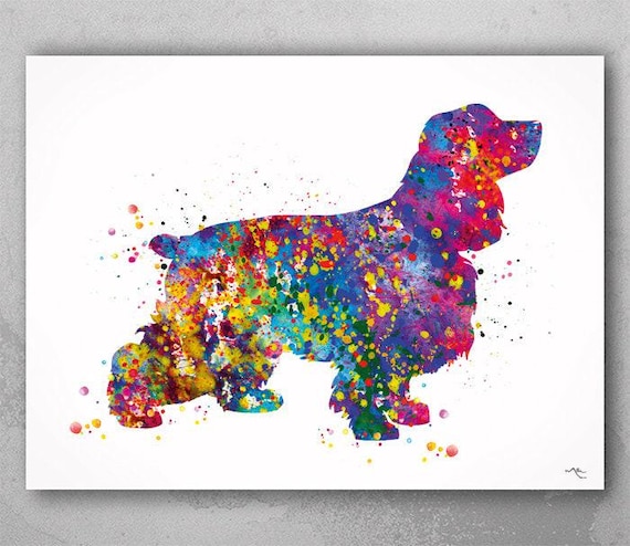 Cocker Spaniel Watercolor Art Print, Colorful Dog Portrait-635