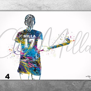 Field Hockey Player Women Girl Female Personalized Watercolor Print Sports Girl Teen Room Decor Personalized Gift Customize Wall Art-2387 image 4