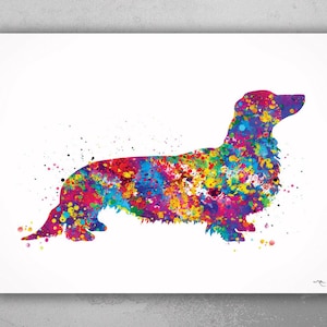Dachshund Long Hair Watercolor Print Dog Lovers Gift Dog Teckel Doxie Art Print Nursery Wall Art Wall Decor Art Home Decor Wall Hanging-1224