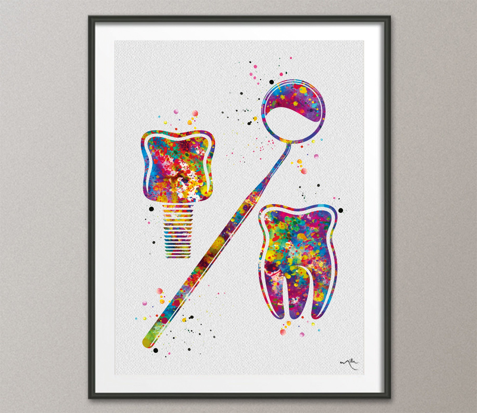 Dental Implant Watercolor Print Tooth Anatomical Art Dental Etsy