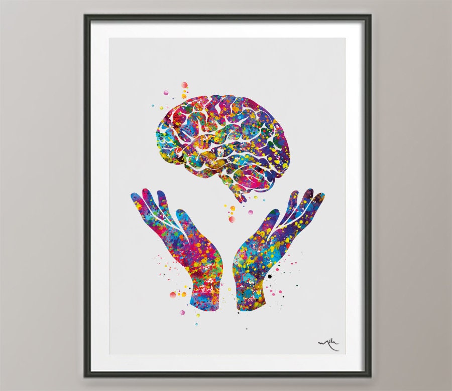Brain Health Watercolor Print Mental Health Medical Art Etsy