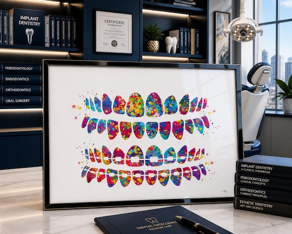 Watercolor Tooth Anatomy Print, Dental Office Art-1652