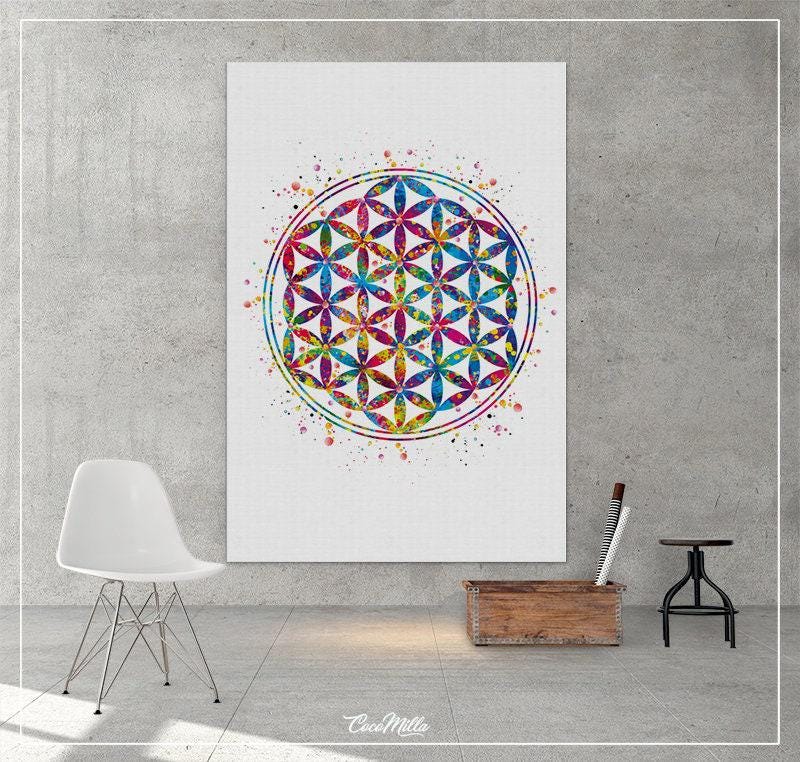 Flower of Life Watercolor Print, Sacred Geometry Wall Art-494 - Etsy