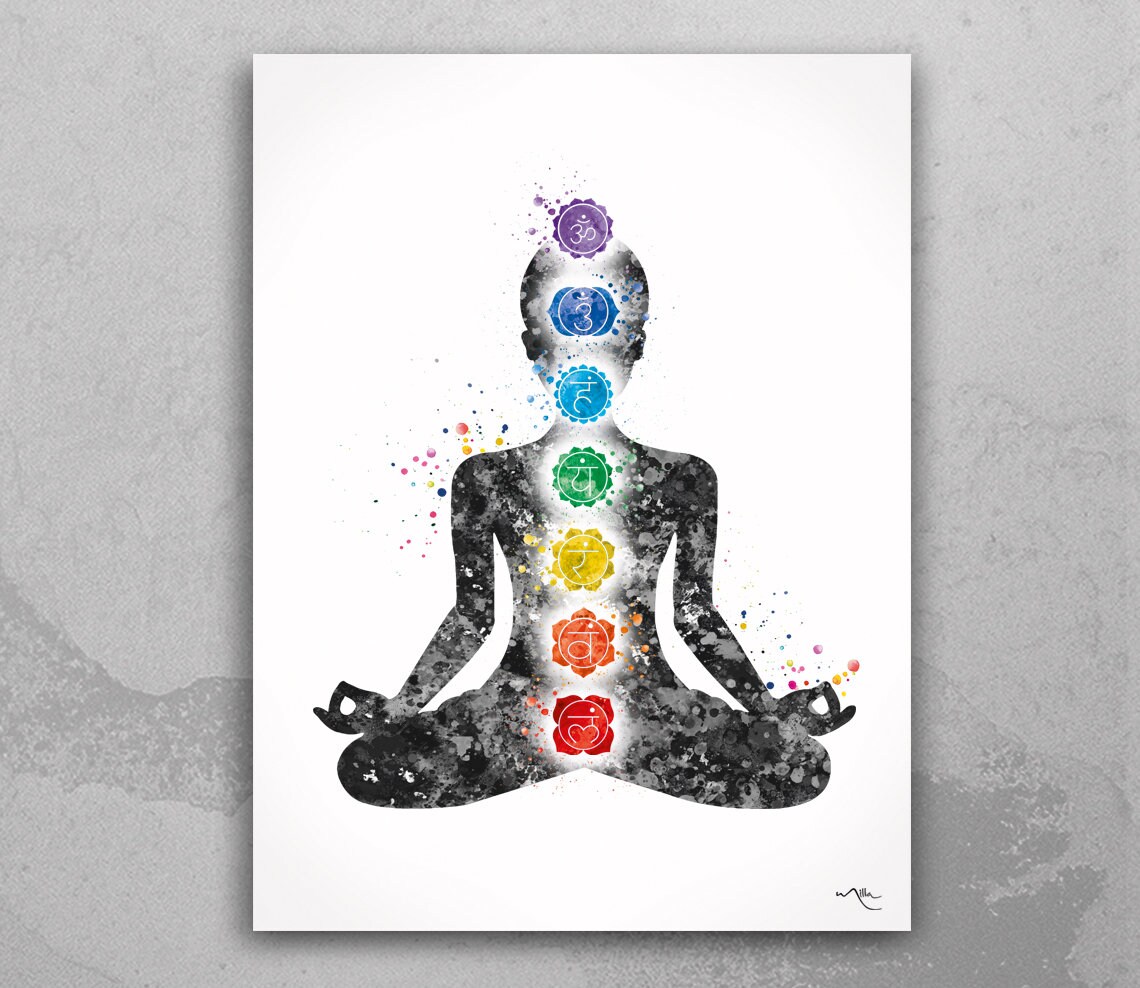 Discover Chakras Watercolor Print Yogi Yoga Mediation Poster