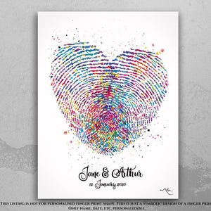 Fingerprint Heart Watercolor Print Housewarming Gift Wall Decor Personalized Gift Wedding Gift LGBT Gay Lesbian Custom Gift Wall Art-1690