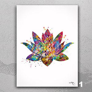 Lotus Flower Watercolor Print Yoga Housewarming Gift Wall Art Poster Relaxation Inspirational Art Wall Decor Home Decor Wall Hanging-2641