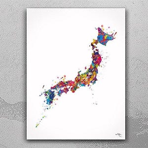 Japan Map Watercolor Print Country Map of Japan Decor Wanderlust Art Print Wall Wedding Housewarming Gift Travel Wall Decor Hanging-2642