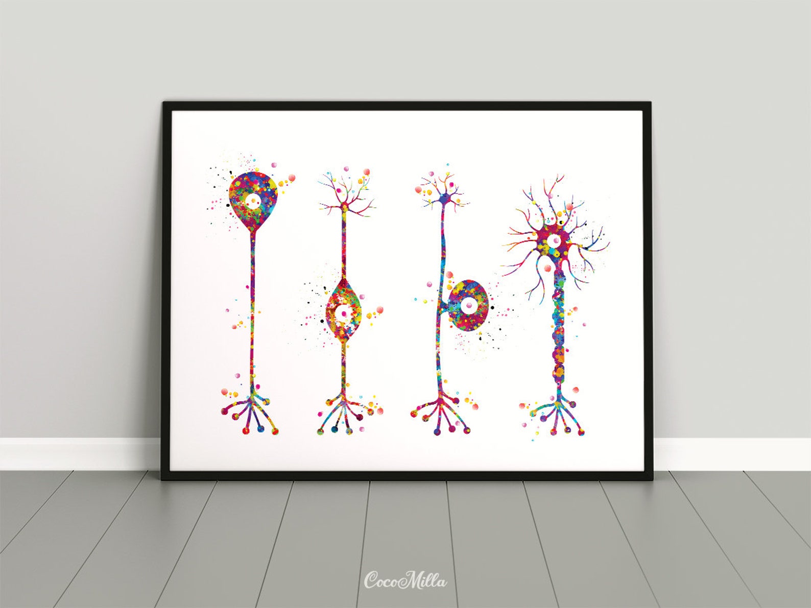 Neuron Basic Types Watercolor Print Motor Neurotransmitter - Etsy