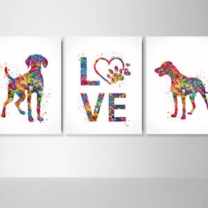 Hungarian Vizsla Dog Watercolor Print Set Dog Art Customizable Animal Poster Doglover Gift Dog Lover Vizsla Gift Poster Wall Hanging-1452