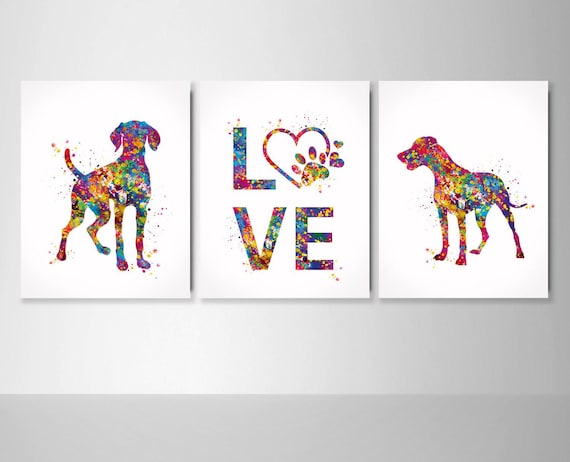 Hungarian Vizsla Watercolor Print Set: Dog Lover Wall Art