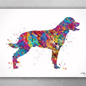 Rottweiler Hund Aquarell Hundedruck Rottweiler Poster Geschenk Haustier Hundeliebhaber Welpe Freund Sicherheitshund Leibwächter Tier Hundeposter Hund Art-636
