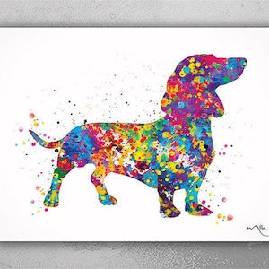 Dachshund Dog Watercolor Print Dog Lovers Gift Dog Teckel Doxie Art Print Children&#39;s Wall Art Wall Decor Art Home Decor Wall Hanging-1221
