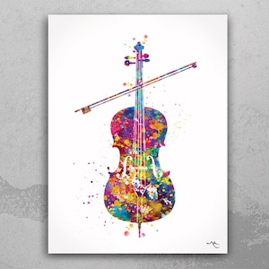 Cello Music Instrument Watercolor Art Print Jazz Wall Art Poster Music Wall Decor Art Home Decor Cellist Musician Nerdy Wall Hanging-1135